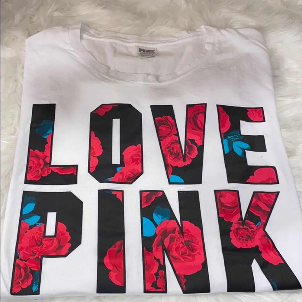 PINK Victoria’s Secret Rose Graphic Campus Tee